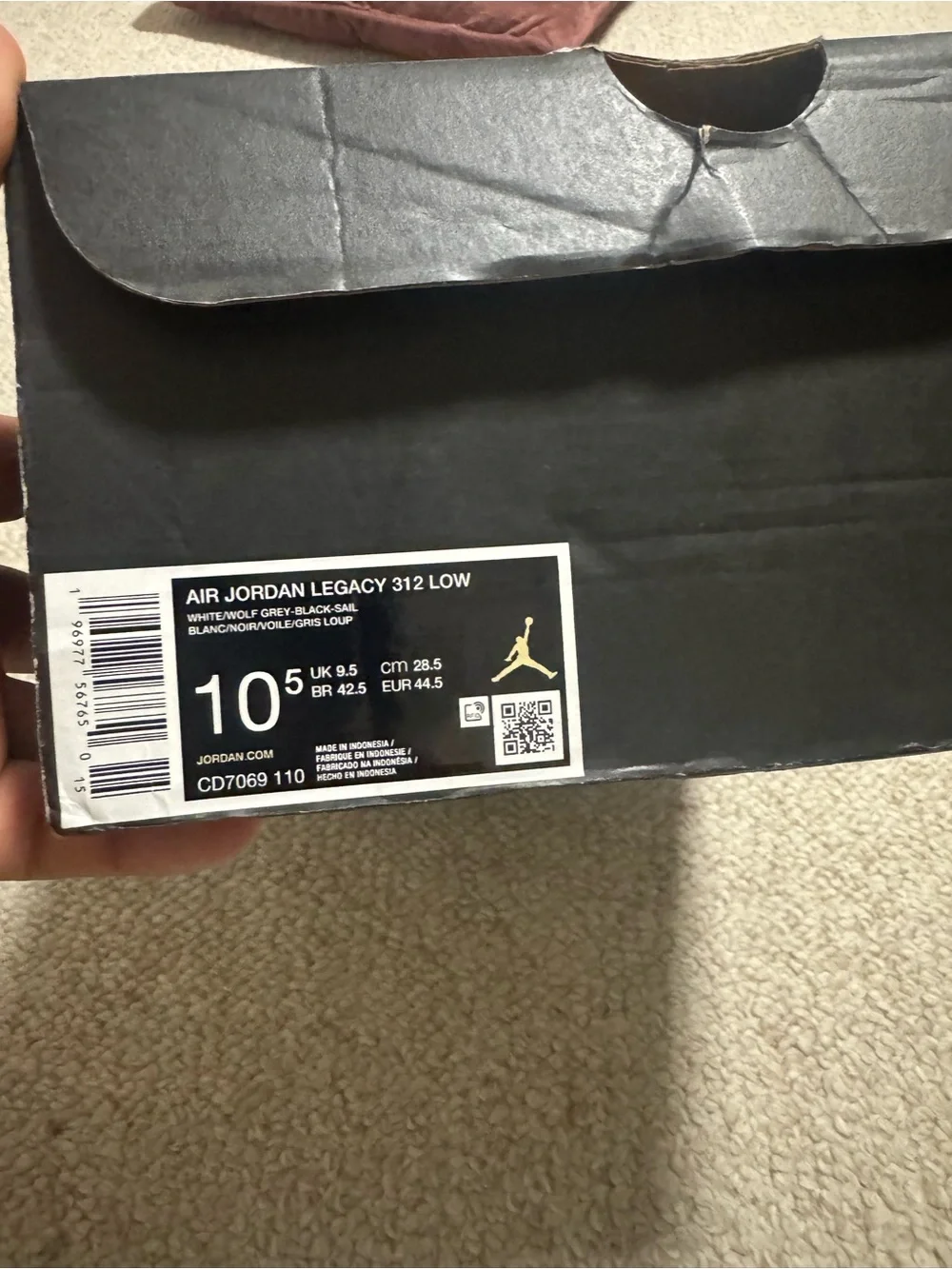 Nike Air Jordan Legacy 312 Low – White/Black/Cement – Size 10.5